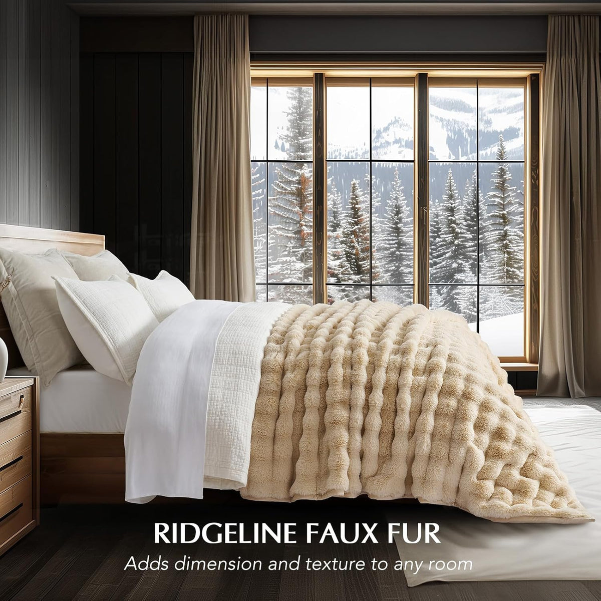 EVERGRACE Ultra Soft Luxury Fluffy Ridgeline Faux Rabbit Fur Throw Blanket, Thick Warm Bubble Throw