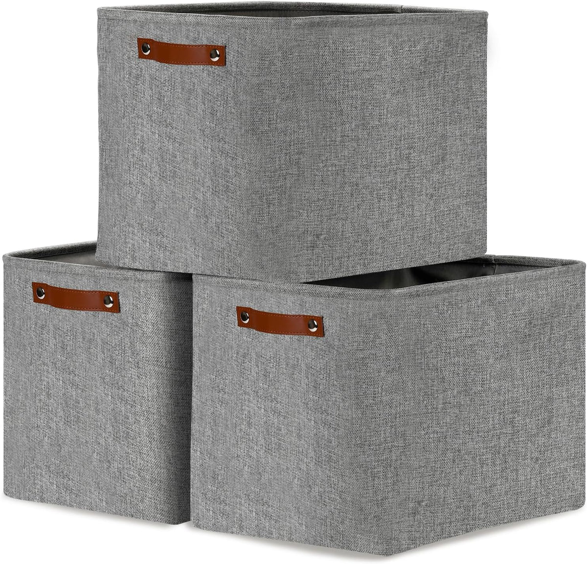 DULLEMELO Large Storage Baskets, 3 Pack Foldable Storage Baskets Bins for Colthes Organizer, Fabric