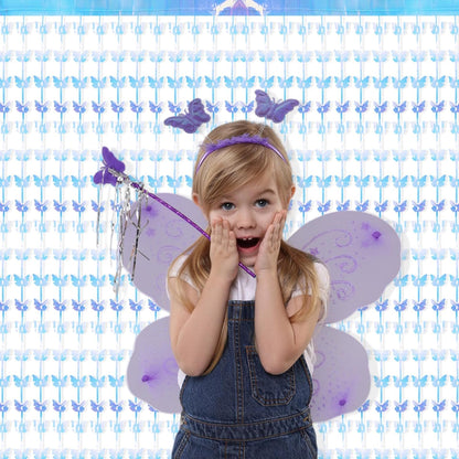 BRAVESHINE Iridescent Hanging Butterfly Foil Fringe Curtain - 2 Pack 3.2x6.6ft Holographic Party