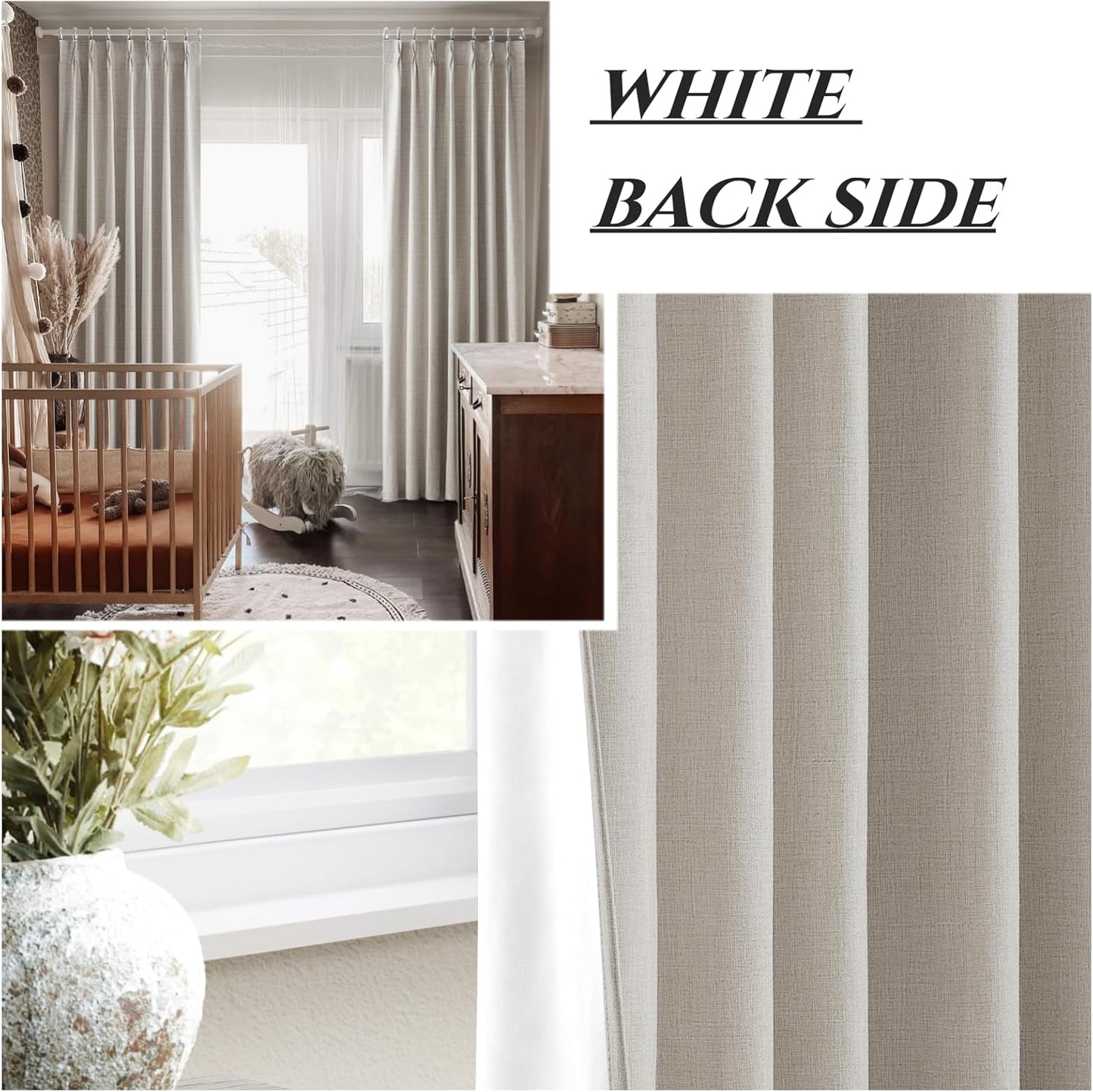 95 Inch Curtains 2 Panel Set,Boho Linen Thick Textured Window Treatments Curtains for Track System
