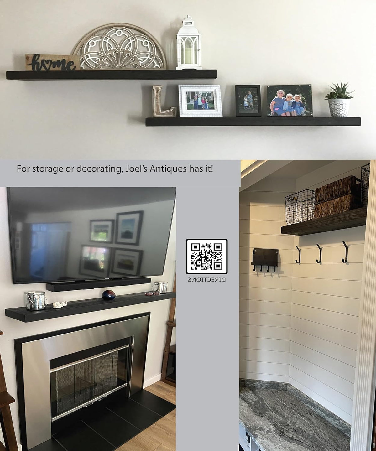 Joel's Antiques - 48 Inch Wooden Floating Shelves for Wall - 48x8x2 Inches - Made of Natural Wood