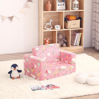 Toddler Chair Kids Couch, 2-in-1 Comfy Armchair with Removable and Washable Cover Carrying Handle