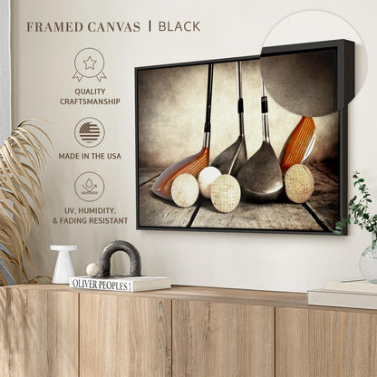 ElephantStock Golf Sets Wall Art - Horizontal Framed Canvas - 1-Piece Mancave Wall Decor