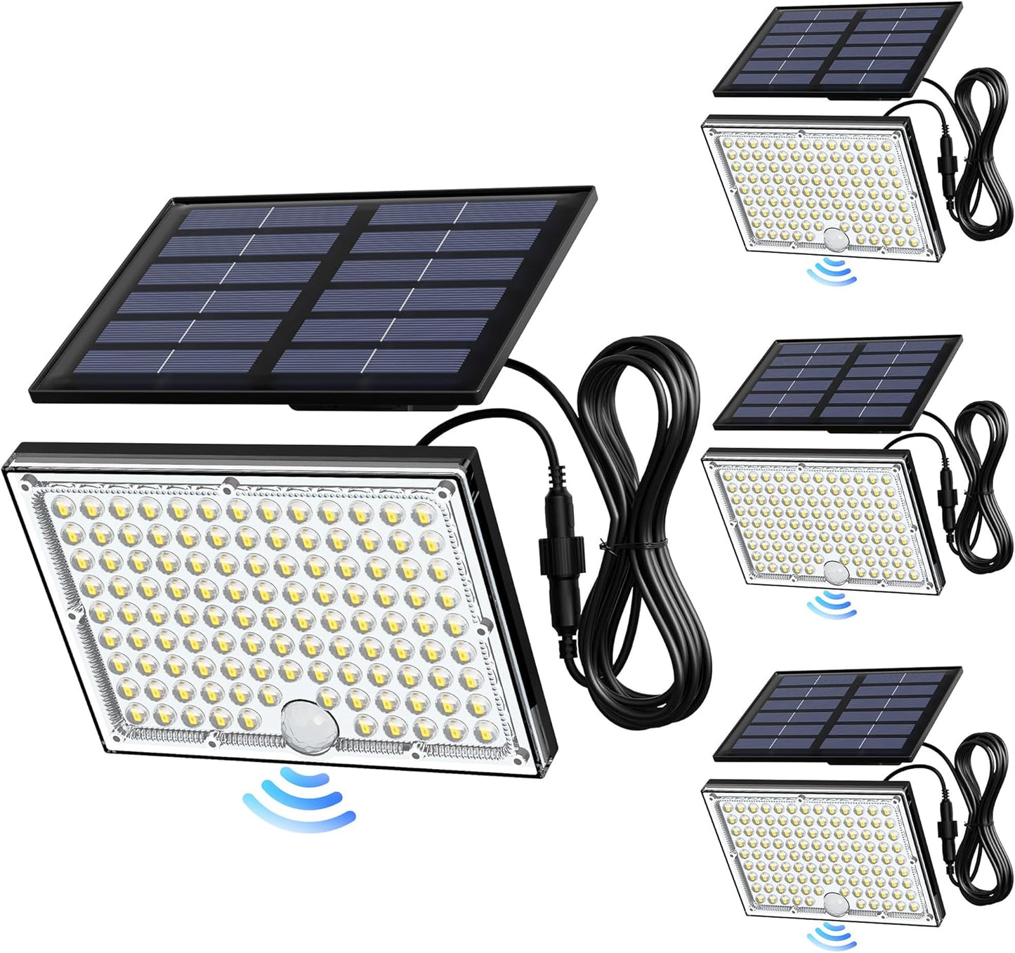 JACKYLED Motion Sensor Flood Lights, 113 LED Cool White Solar Lights for Outside, Dusk to Dawn IP65