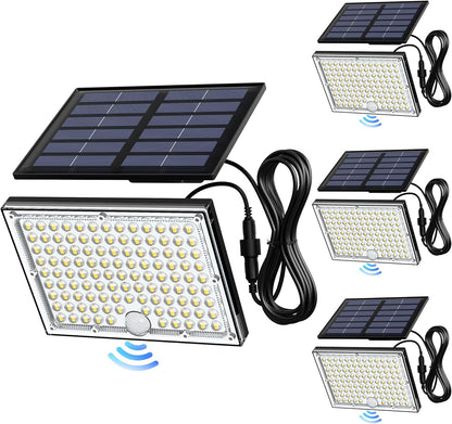 JACKYLED Motion Sensor Flood Lights, 113 LED Cool White Solar Lights for Outside, Dusk to Dawn IP65