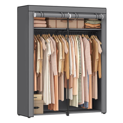 SONGMICS Closet Wardrobe, Portable Closet for Bedroom, Clothes Rail with Non-Woven Fabric Cover