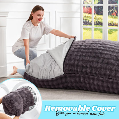 Hobestluk 3 in 1 Bean Bag Chair Giant Bean Bag Chairs for Adults with Bubble Cover Convertible Bean