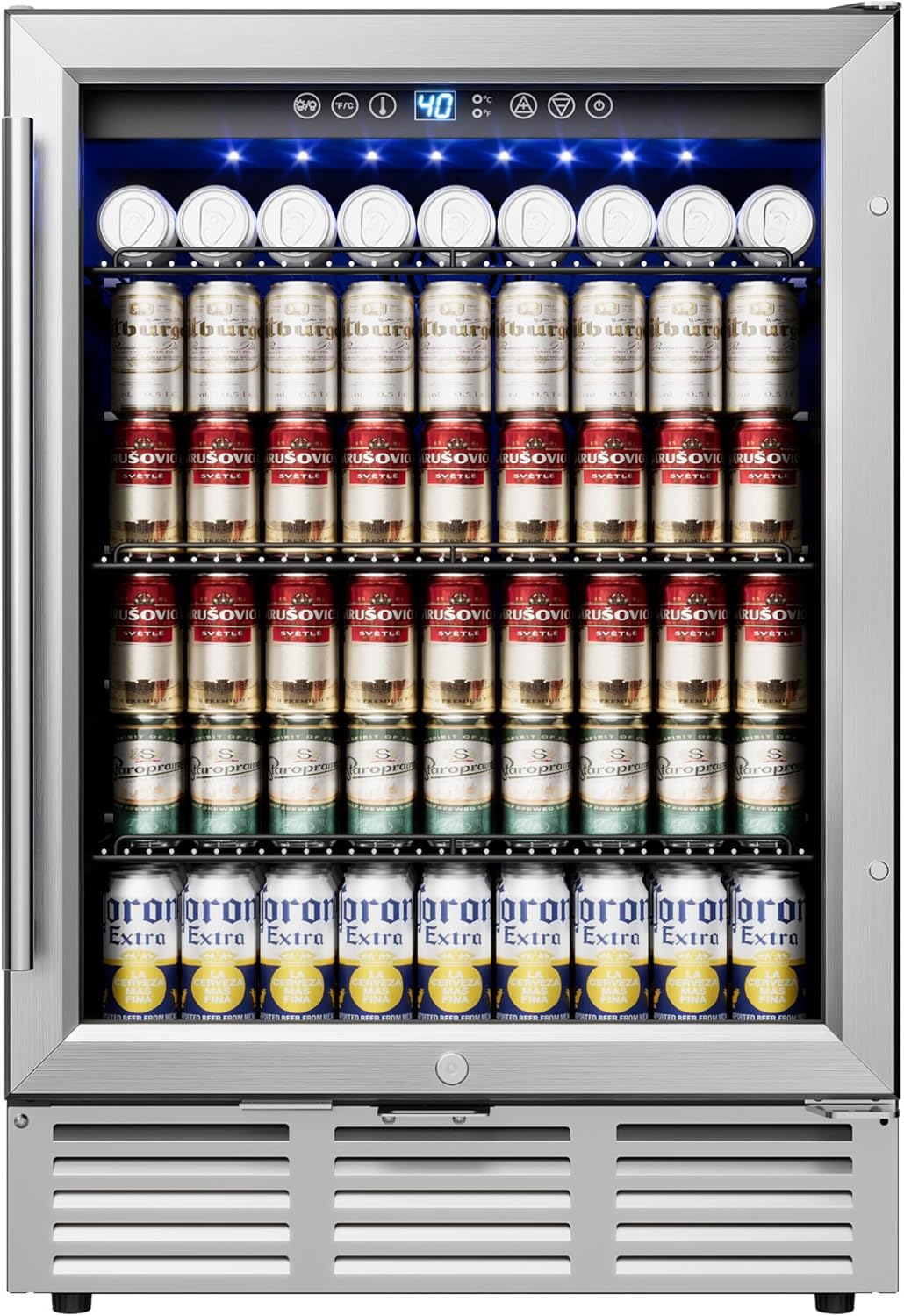 24 Inch Beverage Refrigerator, Beverage Cooler 180 Can Built-in Design, Under Counter Beer Fridge