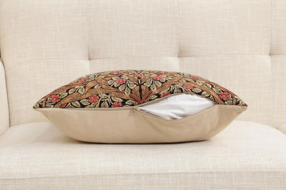 Charlotte Home Furnishings Pimpernel Tobacco Brown Floral Throw Pillow Cover 18” x 18” – Botanical