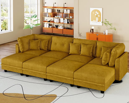 LLappuil Modular Sectional Sofa with Storage Seats, Corduroy Convertible Modular U Shaped Sectional