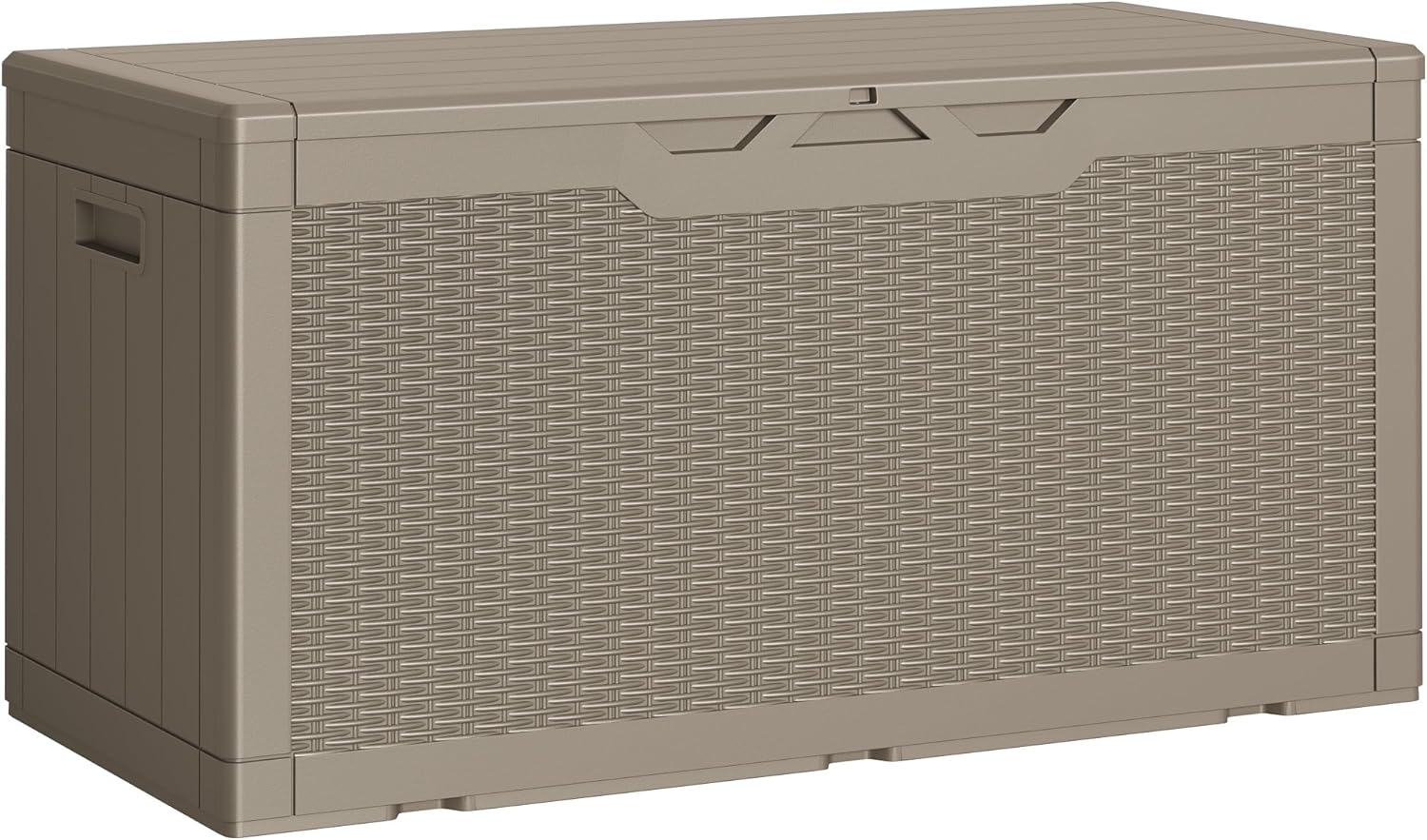 Greesum 100 Gallon Resin Deck Box Lockable Large Outdoor Storage Boxes for Garden Tools, Patio