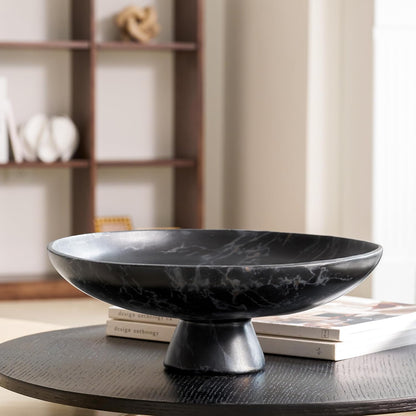 DN DECONATION Black Resin Decorative Bowl for Home Decor, 11.2" Pedestal Kitchen Fruit Bowl/Key
