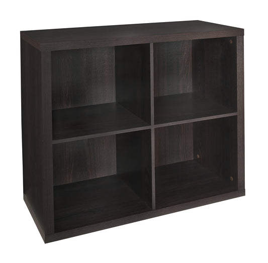 ClosetMaid 4 Cube Storage Shelf Organizer Bookshelf with Back Panel, Easy Assembly, Wood, Black