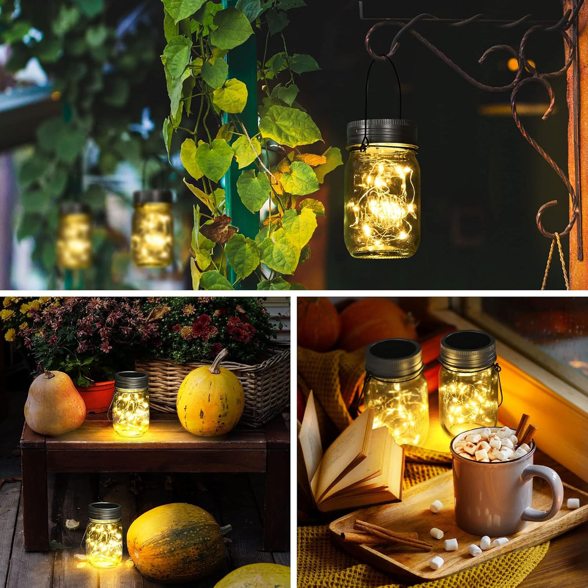 GIGALUMI Solar Mason Jar Lights, 12 Pack 30 Led String Fairy Lights Garden Lights Outdoor