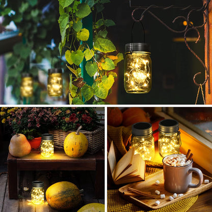 GIGALUMI Solar Mason Jar Lights, 12 Pack 30 Led String Fairy Lights Garden Lights Outdoor