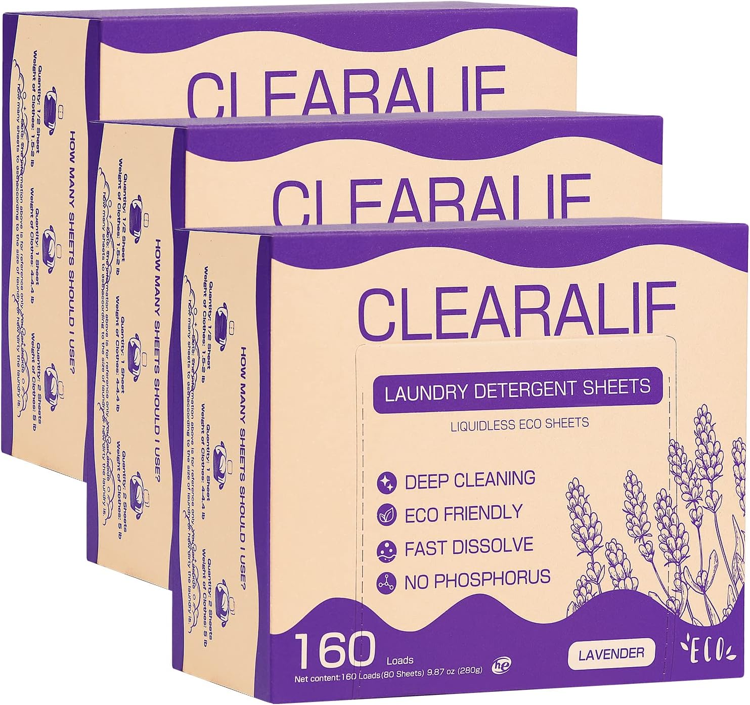 CLEARALIF Laundry Detergent Sheets, Lavender,Up to 480 Loads - Great For Travel,Apartments