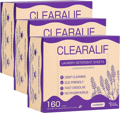 CLEARALIF Laundry Detergent Sheets, Lavender,Up to 480 Loads - Great For Travel,Apartments