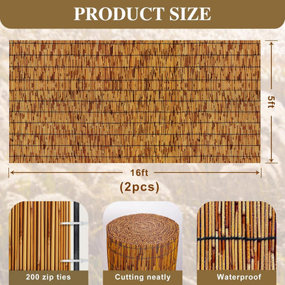 Reed Fencing Rolls,Patio Privacy Screen,Decorative Bamboo Fence Rolls for Patio Balcony Garden