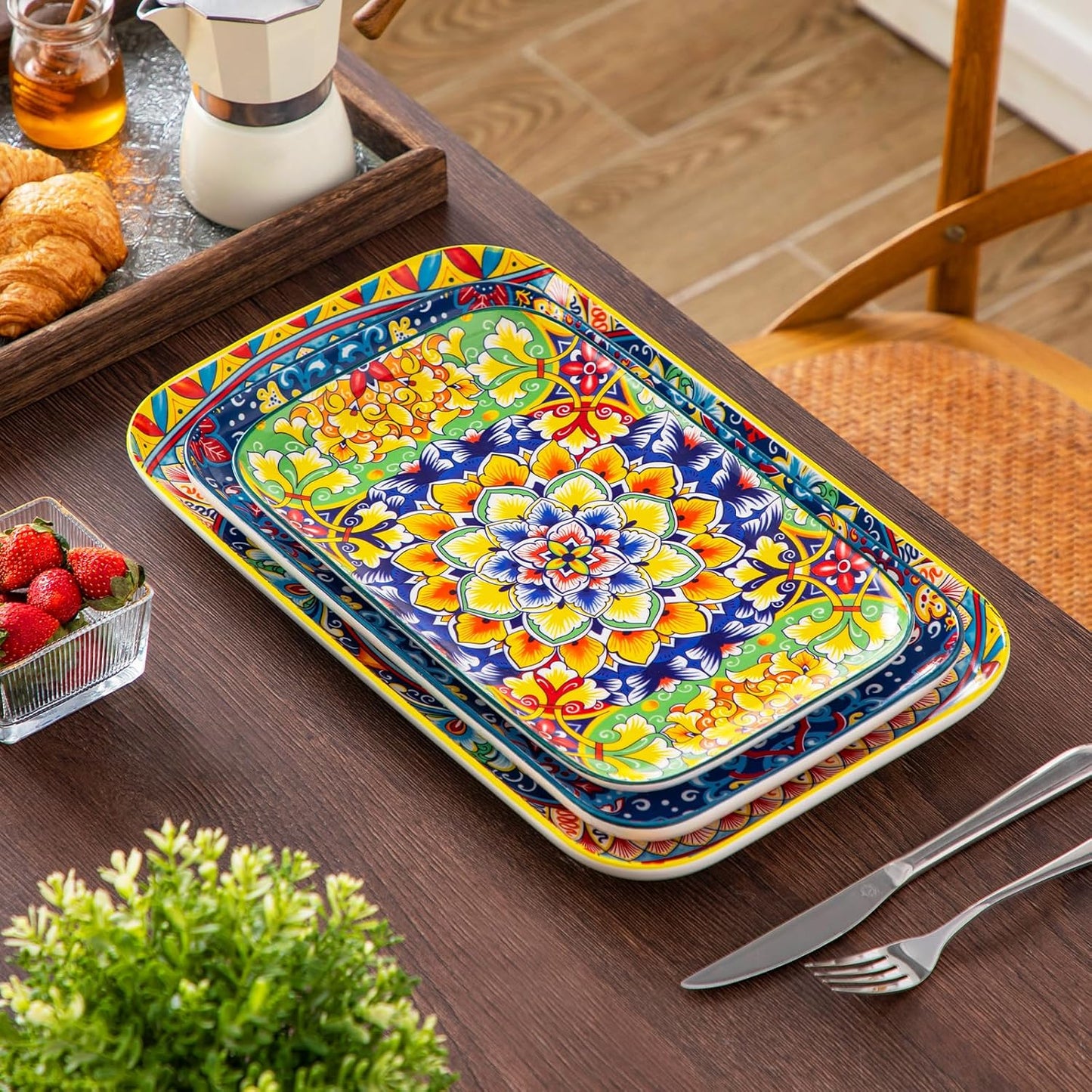 vancasso Serving Platters Set of 3, 16"/14"/12" Inch Rectangular Trays - Serving Platter Extra