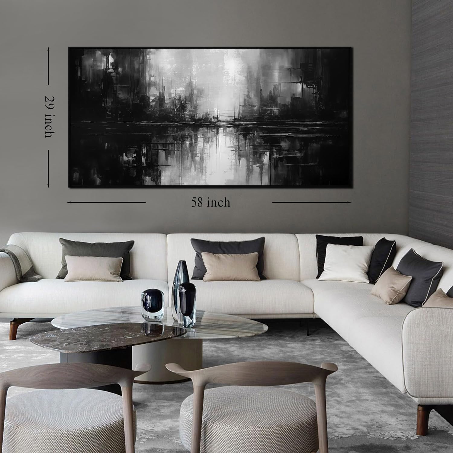 Abstract Painting Canvas Wall Art Living Room Black Wall Decor for Bedrom Home Office Decor Large