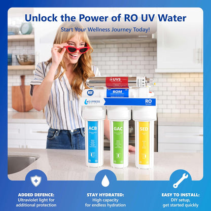 Express Water Ultraviolet Reverse Osmosis Water Filtration System – 6 Stage RO UV Water Filter with