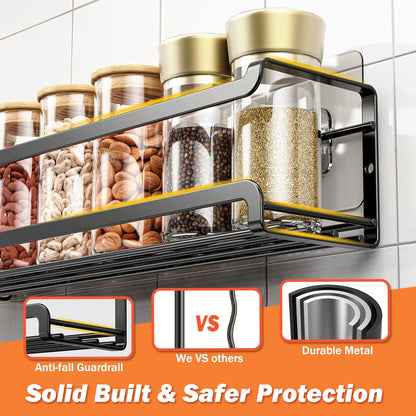 Spice Rack wall mounted 2 Pack, Space-Saving Spice Organizer for Spice Jars and Seasonings,Screw or