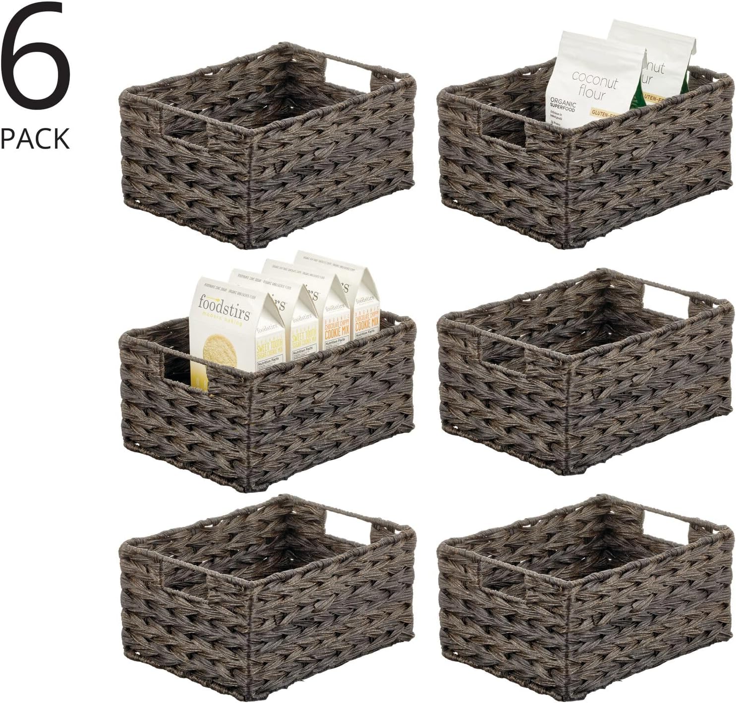 mDesign Woven Farmhouse Kitchen Pantry Food Storage Organizer Basket Box - Container Organization