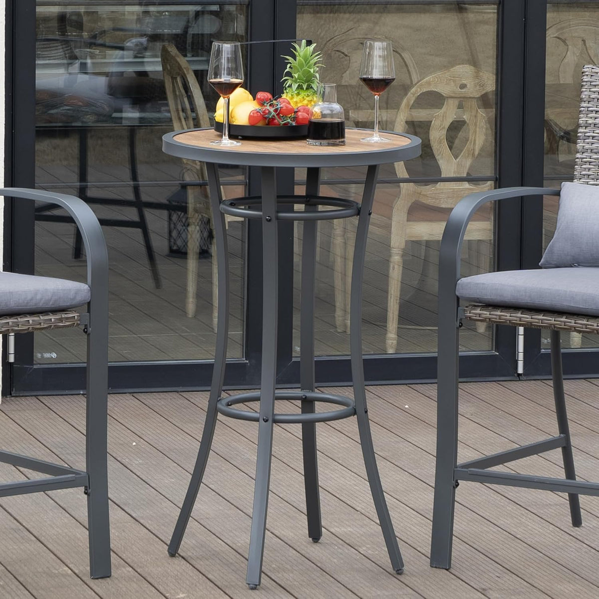 Outdoor Bar Height Bistro Table, 40-Inch Patio Bar Table Bistro Dining Table Pub Table with