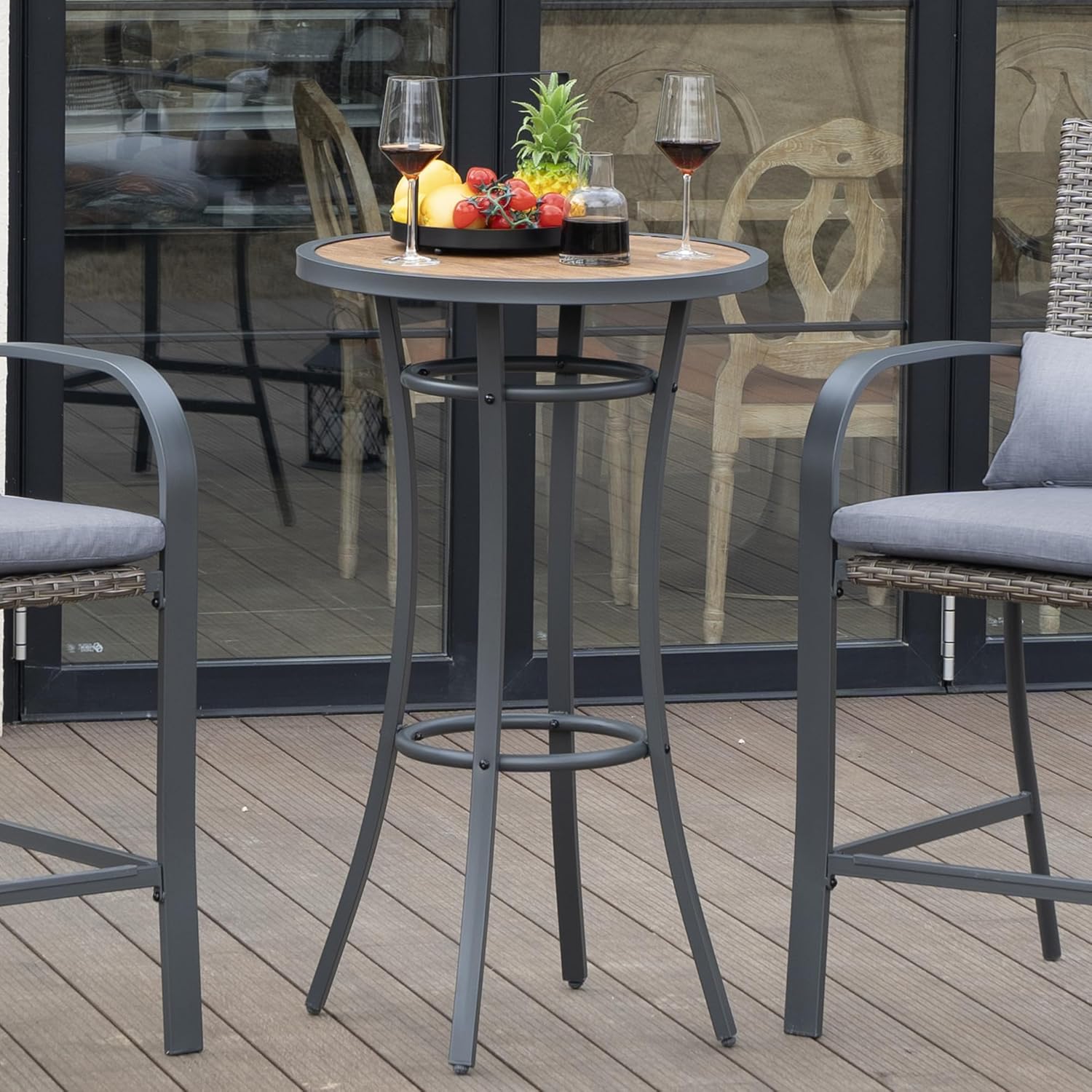 Outdoor Bar Height Bistro Table, 40-Inch Patio Bar Table Bistro Dining Table Pub Table with