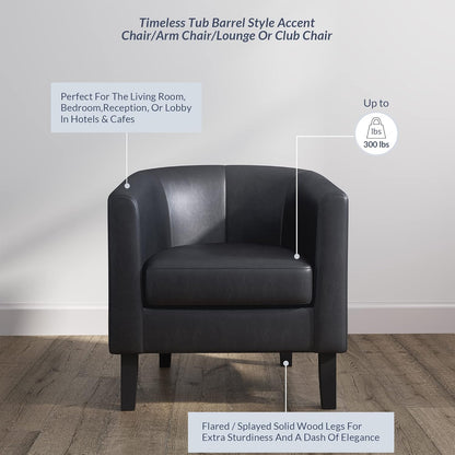 BELLEZE Accent Barrel Chair, Linen Round Chair Club Tub Sofa Corner Chair with Flared Legs and Cozy
