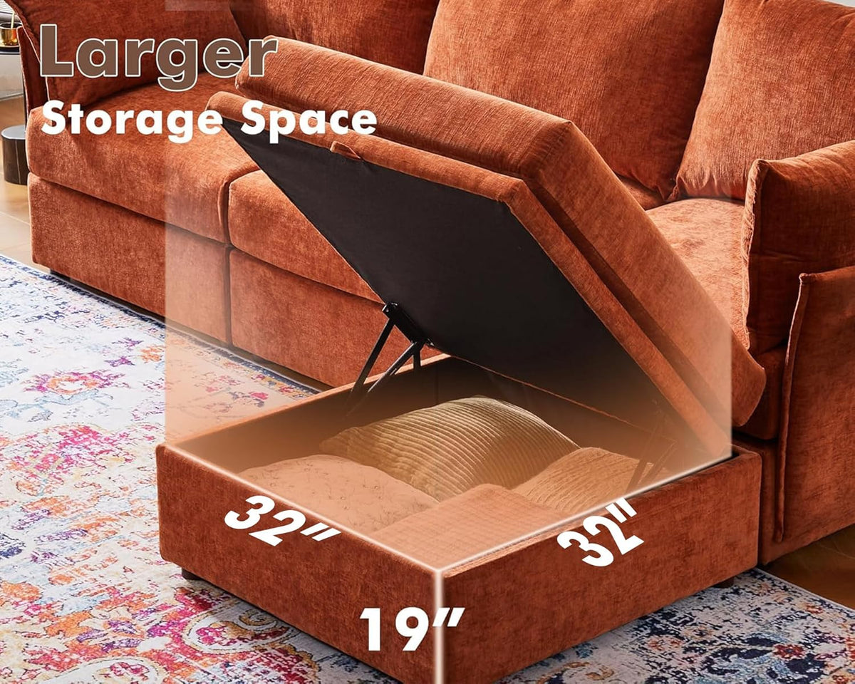 134.6" Oversized Modular Sectional Sofa, 6 Seater U Shaped Couch with Storage Ottoman with
