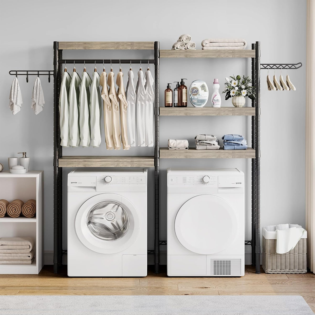 Double Row Over Washer and Dryer Storage Shelves, Laundry Room Organization and Storage, Heavy Duty
