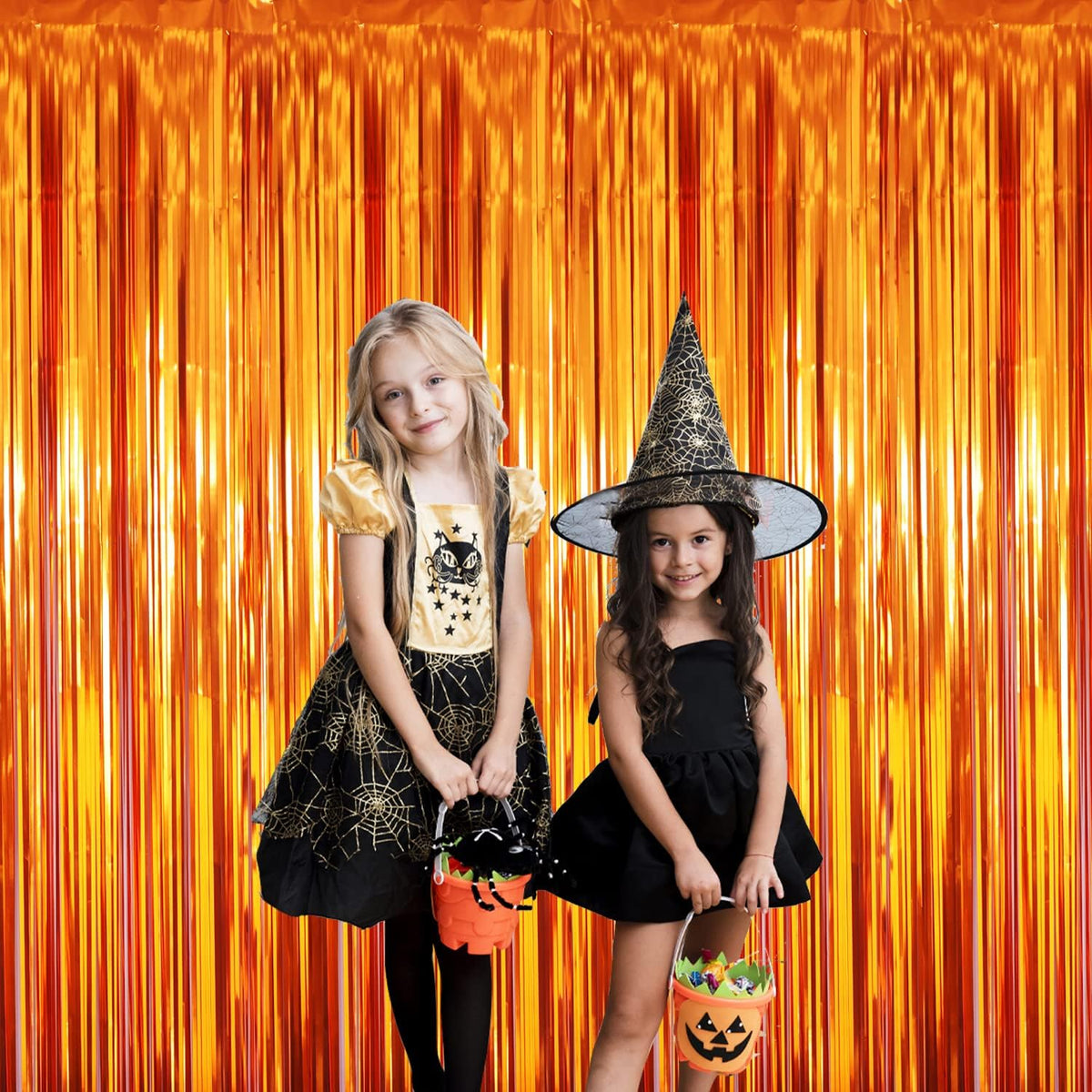 GOER 3.2 ft x 8.2 ft Metallic Tinsel Foil Fringe Curtains Party Photo Backdrop Party Streamers for