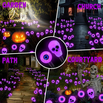 Solar Halloween Lights Outdoor, Scary Eyeball Lights, 4PACK 32LED, IP65 Waterproof, Decor for