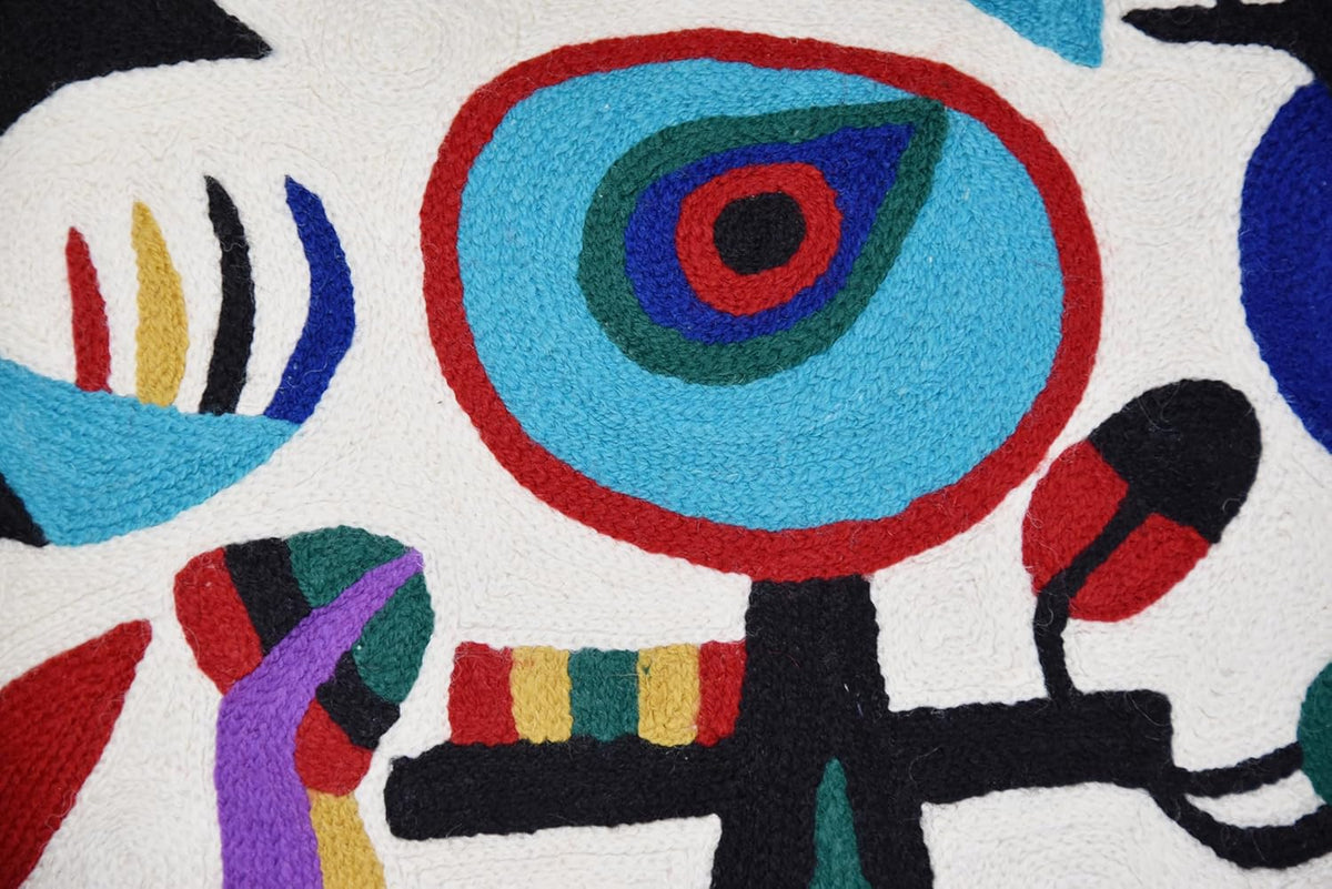 Picasso Inspired Decorative Pillow Cover Hand Embroidered Abstract Toss Pillows Farmhouse Chair