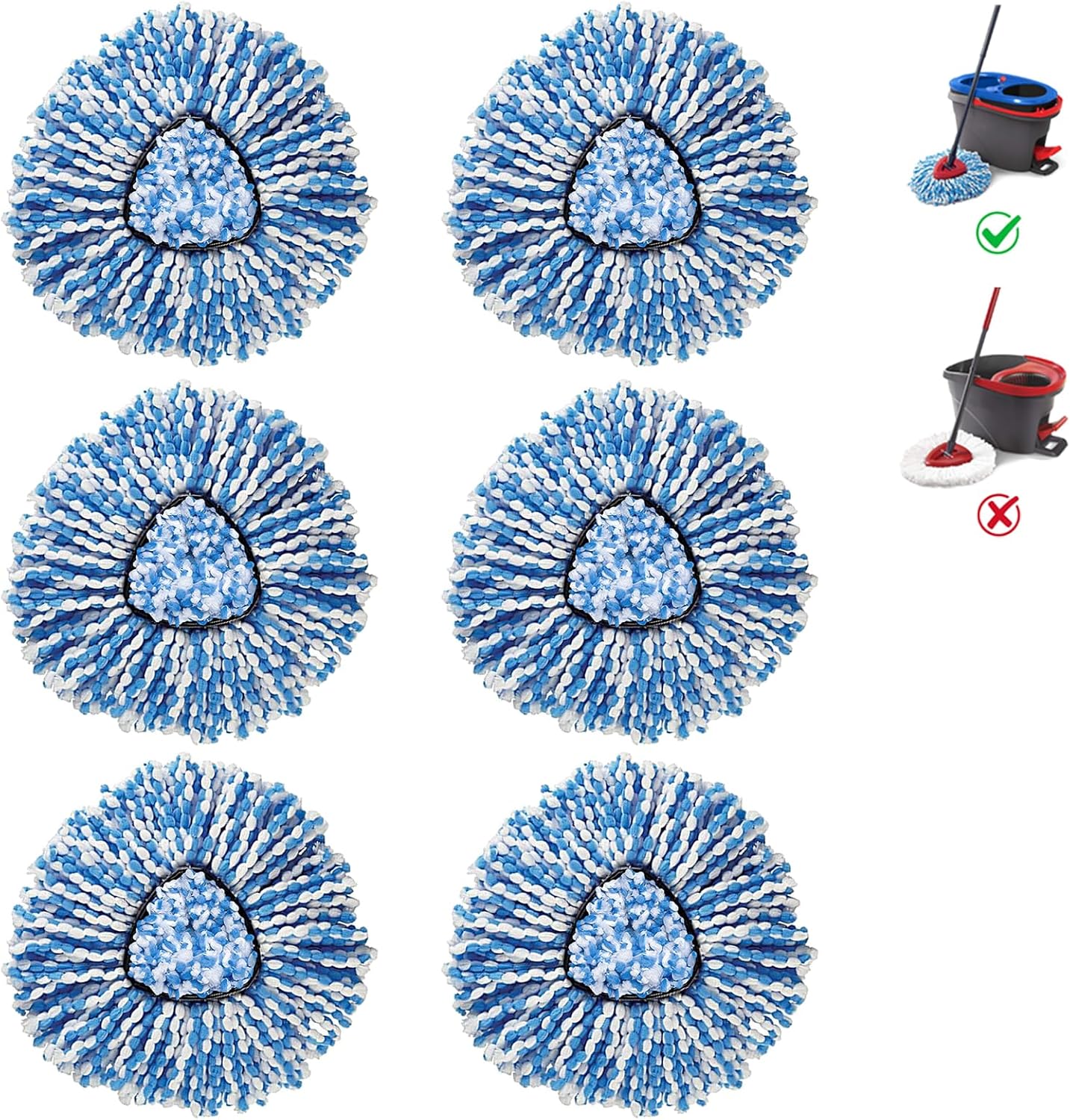 BonusLife 6-Pack Mop Head for O-Ceda RinseClean Spin Mop Refill 2-Tank System Only Easy Cleaning