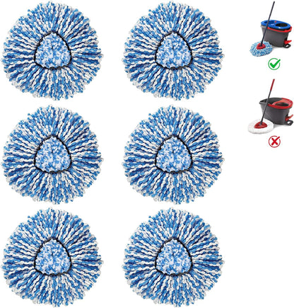 BonusLife 6-Pack Mop Head for O-Ceda RinseClean Spin Mop Refill 2-Tank System Only Easy Cleaning