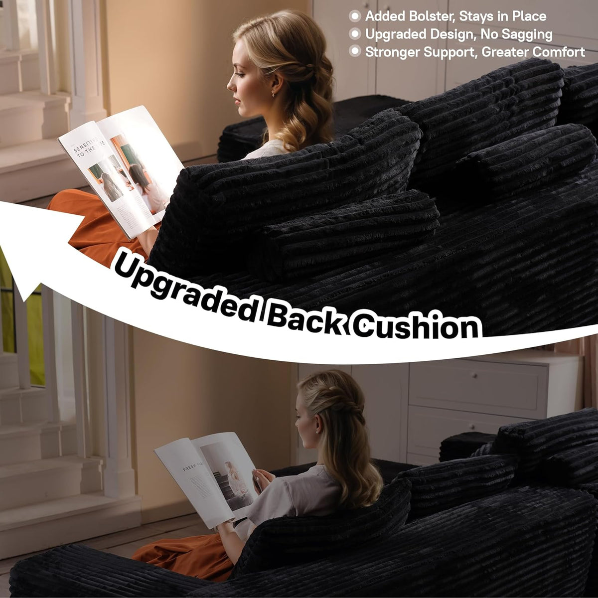 104" Cloudy Sectional L Shaped Couch for Living Room, No Assembly Required, Modular Comfy Sofa with