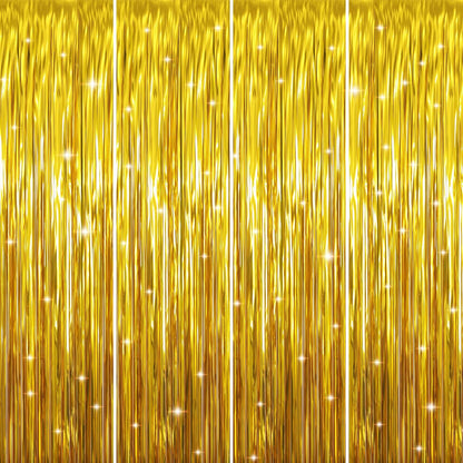 GOER 3.2 ft x 9.8 ft Metallic Tinsel Foil Fringe Curtains Party Photo Backdrop Party Streamers for
