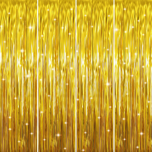 GOER 3.2 ft x 9.8 ft Metallic Tinsel Foil Fringe Curtains Party Photo Backdrop Party Streamers for