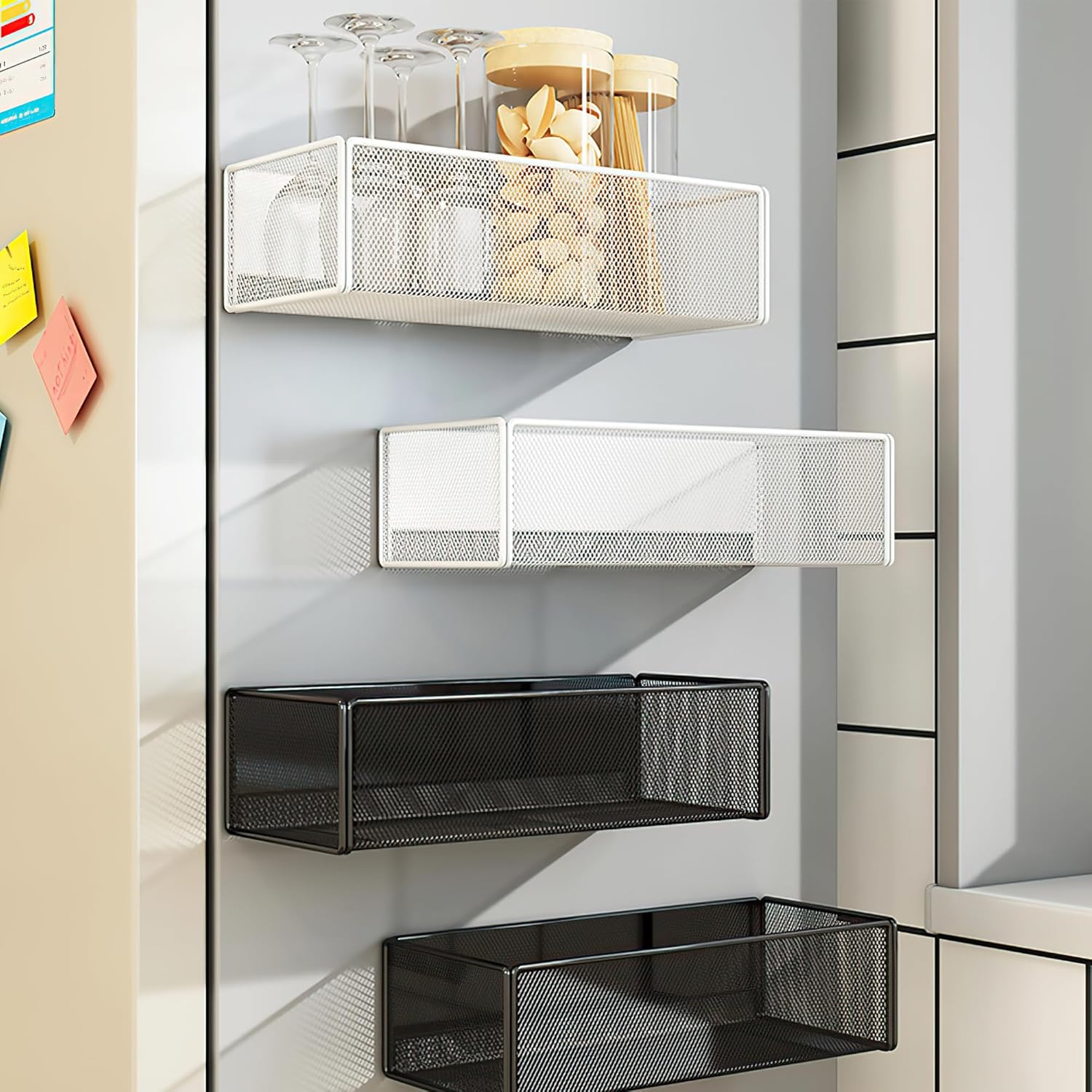 Magnetic Basket Organizer Holder for Fridge Magnetic Storage Bin Box Containers for Refrigerator