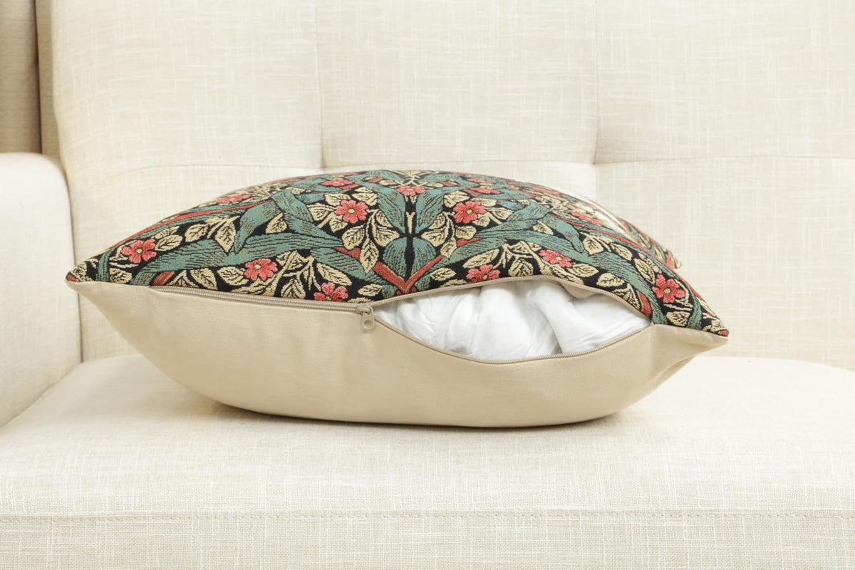 Charlotte Home Furnishings Pimpernel Red Green Floral Throw Pillow Cover 18” x 18” – Double-Sided