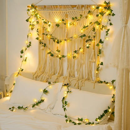 JMEXSUSS 100 LED Vines with Lights Plug in, Ivy Vines with Fairy Lights with Remote, 33 FT Leaf