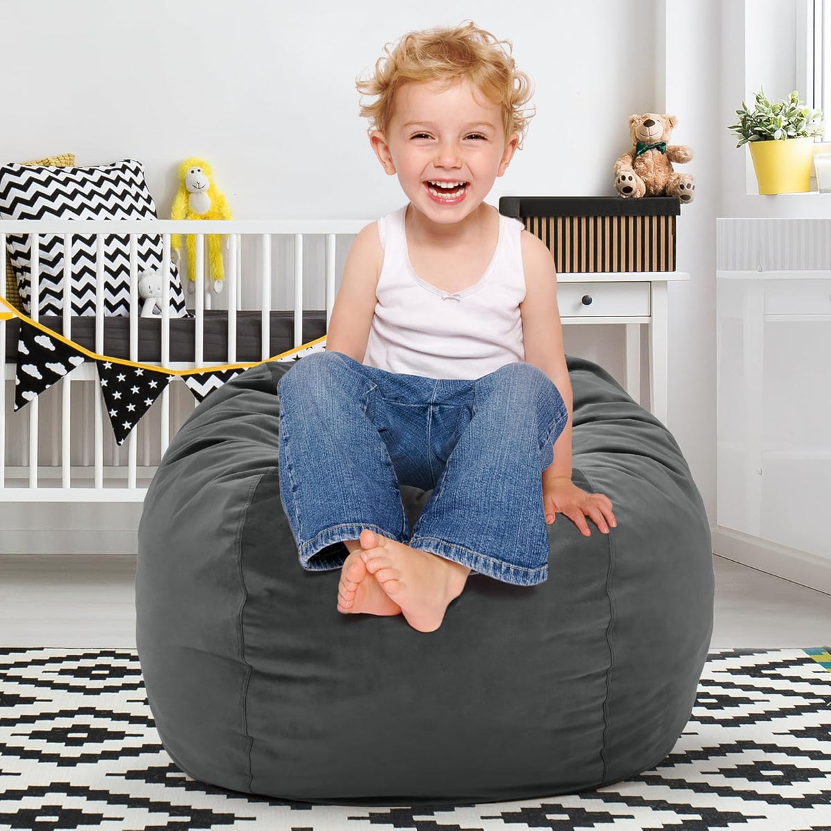 Hobestluk Bean Bag Chairs 2.5FT Bean Bag Chair with Memory Foam Filled & Machine Washable