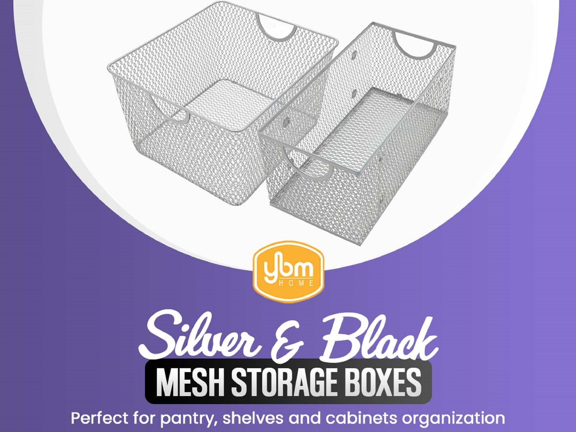 YBM Home Mesh Wire Storage Basket for Shelves, Pantry Organization, and Kitchen - Multipurpose