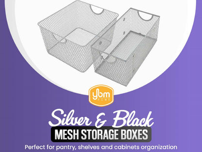 YBM Home Mesh Wire Storage Basket for Shelves, Pantry Organization, and Kitchen - Multipurpose