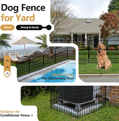 10 Panels Decorative Garden Fence with Lock, 40in (H) X 21.92ft (L) No Dig Dog Fences Outdoor for
