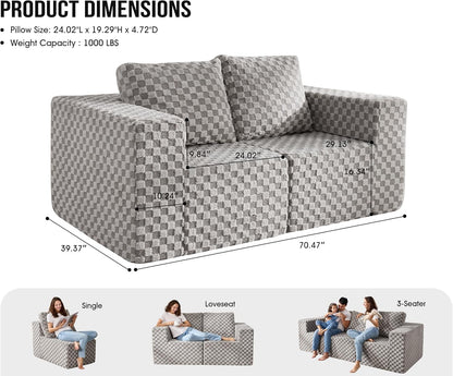 Modular Sectional Sofa 2 Seater Loveseat Modular Couch with Deep Seat Memory Foam Cloud Chair with