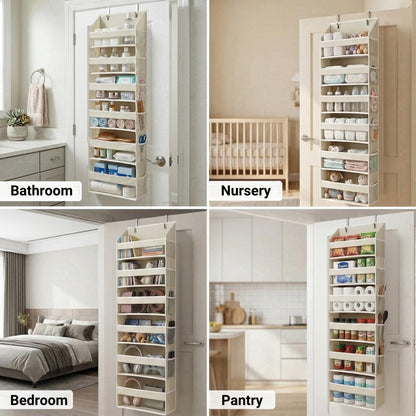 HOMELUX THEORY Over the Door Organizer, 6-Tier, 100D Fabric, Ivory 2pc