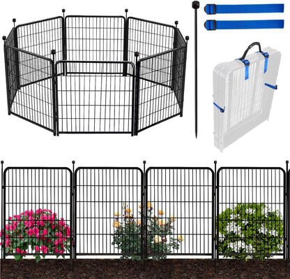 ADAVIN 48 in(H) Garden Fence without Gate, 8 Panels Total 17.7 Ft(L), Dog Fence Outdoor For Yard